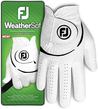 FootJoy WeatherSof Men's Golf Glove, White/Black