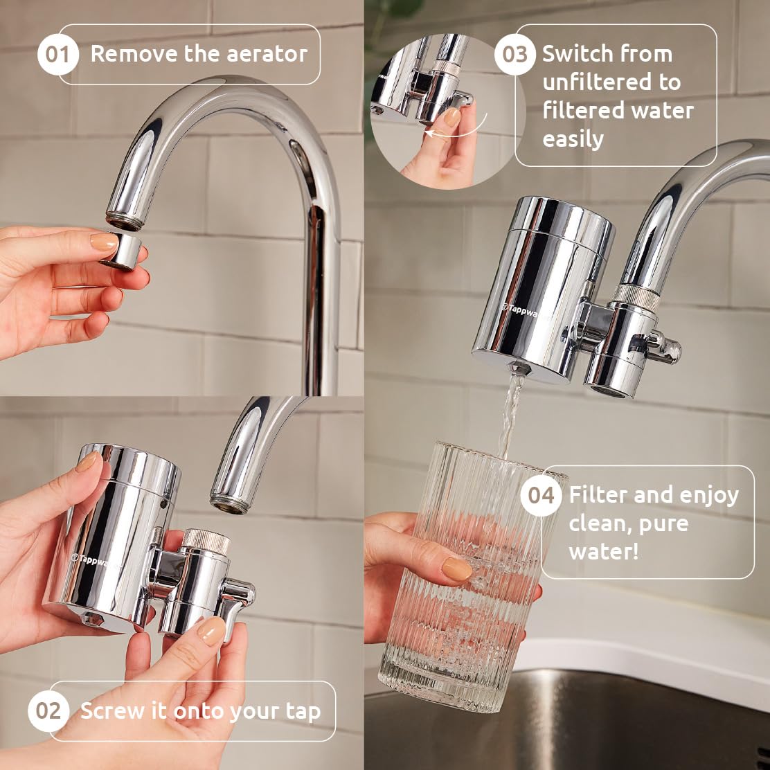 Tappwater EcoPro SMR Filtre eau robinet 6 étapes Purificateur eau technologie exclusive Pack annuel