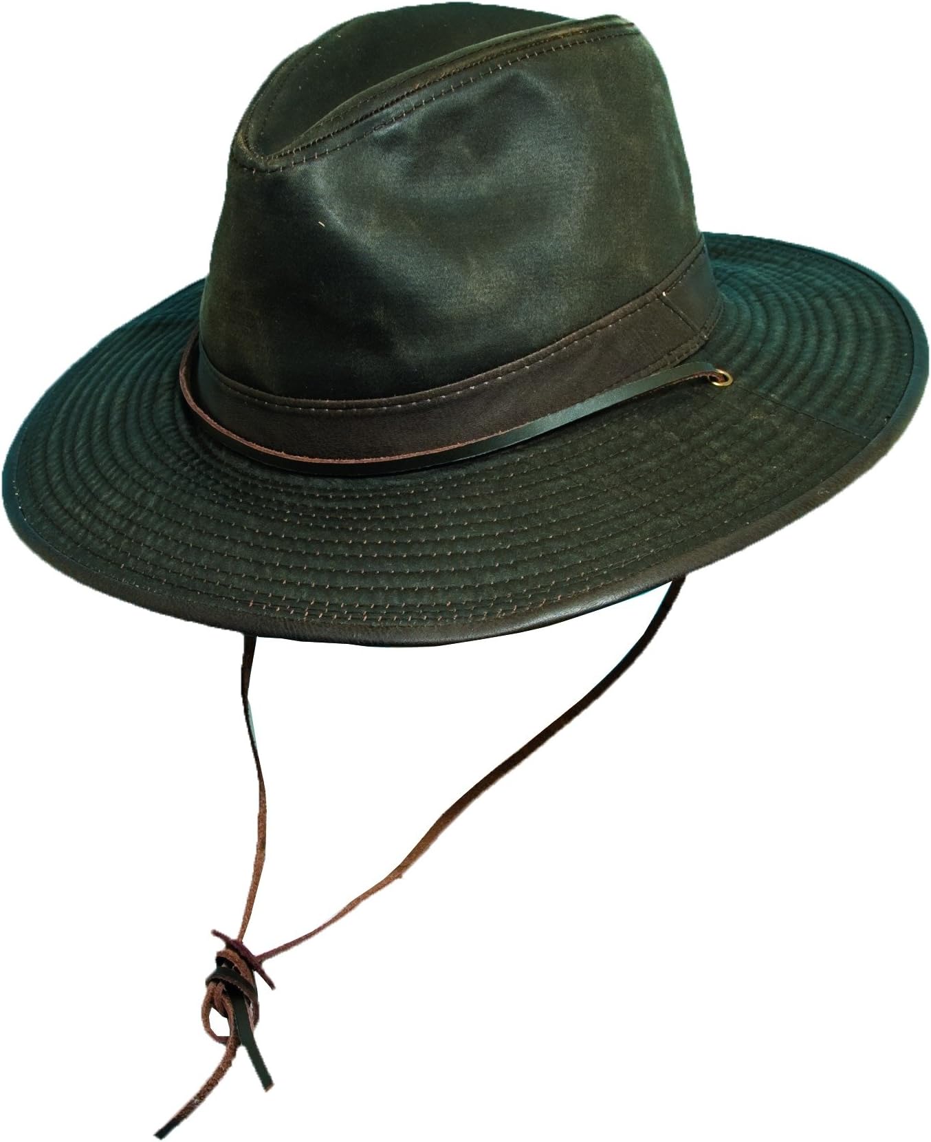 DPC Global Trends Weathered Cotton Big Brim Hat w/ Leather, Large, Brown