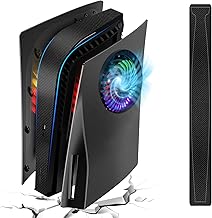 PS5 Plates with Cooling Vent, Hard PS5 Face Plates with PS5 Middle Skin, ABS Shockproof PS5 Replacement Shell Anti-Scratch PS5 Cover PS5 Plates for PS5 Console Disc Edition - Matte Black