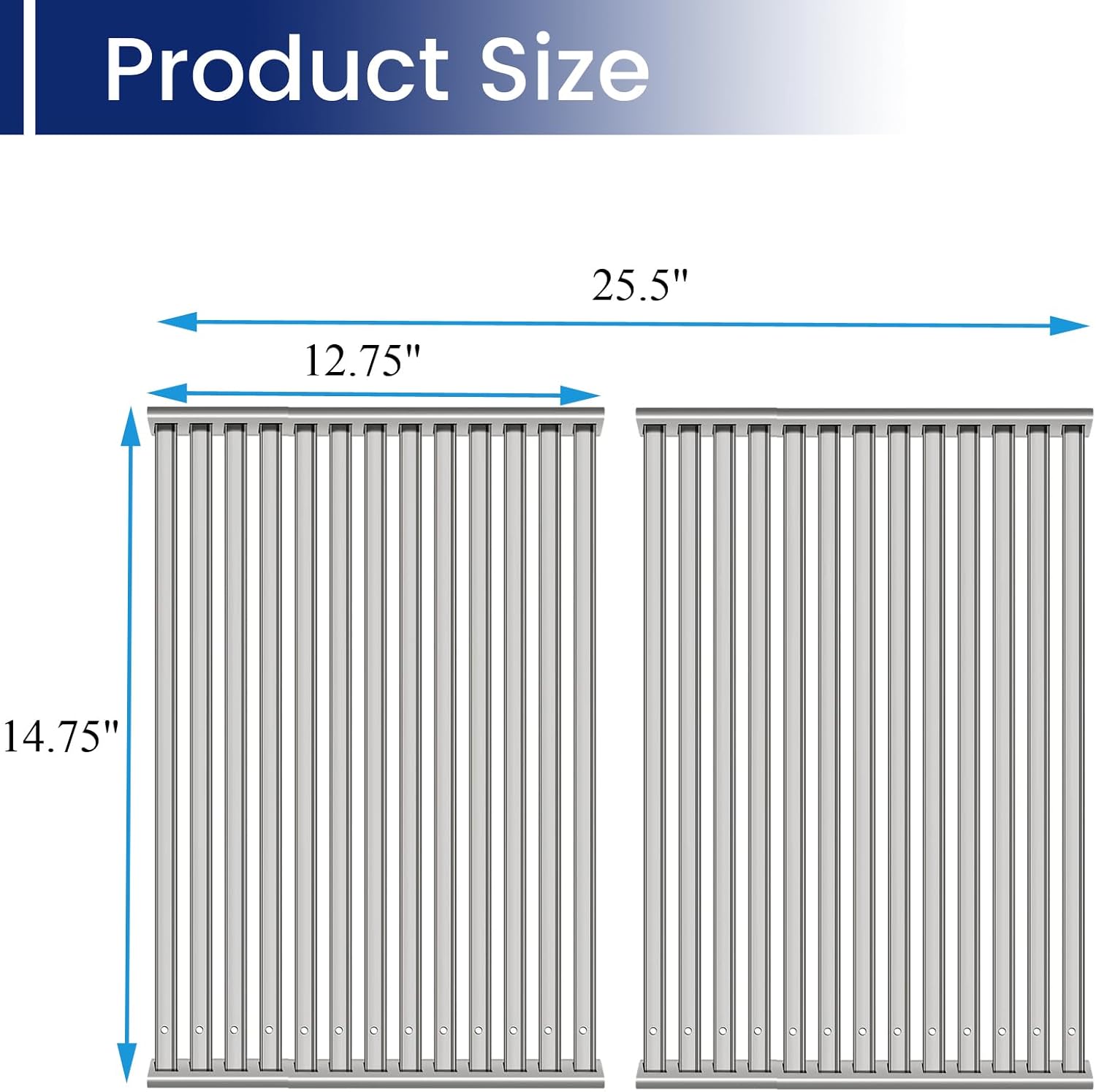 Shengyongh SS15375 (2 Pack) Stainless Steel Grill Grate for TEC Gas Grill Patio II & Sterling II, ﻿Cooking Grates