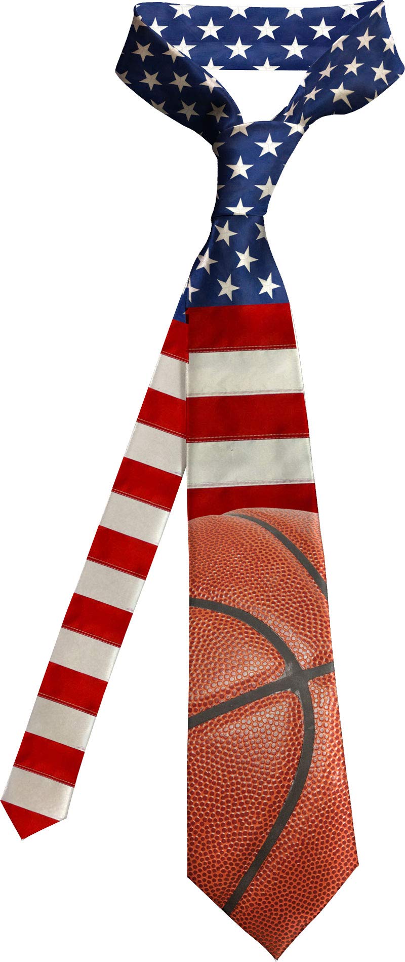 Pro-Tuff Decals Basketball Tie Necktie American Flag Design Team Travel Game Day Sports Gift Fan Athlete Coach Staff