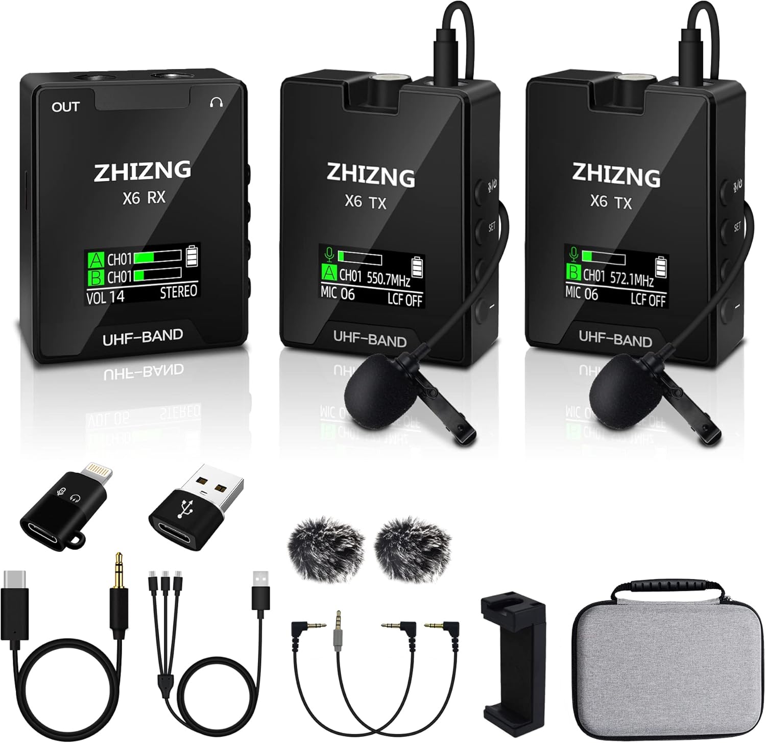 ZHIZNG UHF Wireless Lavalier Microphone & System Dual Lavalier Lapel Microphones Compatible with iPhone, Smartphone,DSLR Cameras for Video Recording YouTube,Facebook Live,Conference,TIKTok,Teaching : Musical Instruments