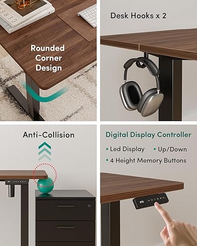 Miniatura 76 de FEZIBO - Escritorio eléctrico ajustable para trabajar sentado o de pie, 40 x 24 pulgadas, para oficina en casa, escritorio ergonómico para Negro