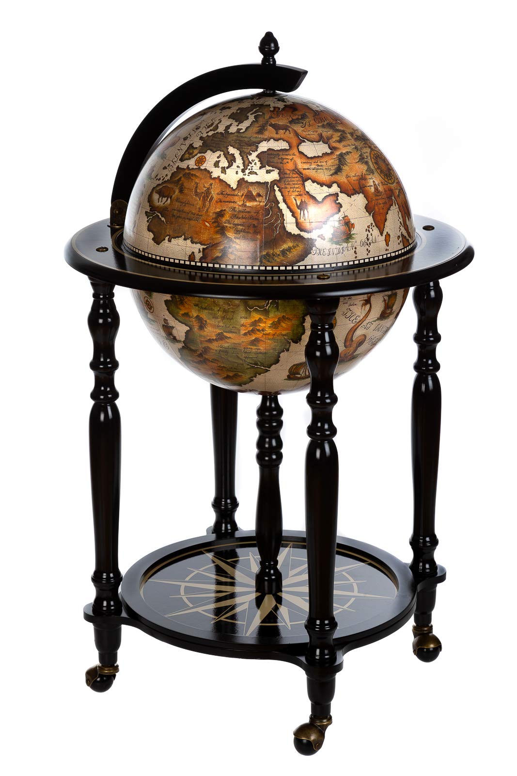 Chariot de bar géant / bar globe, avec couvercle et roulettes, 4 couleurs au choix : noir blanc brillant