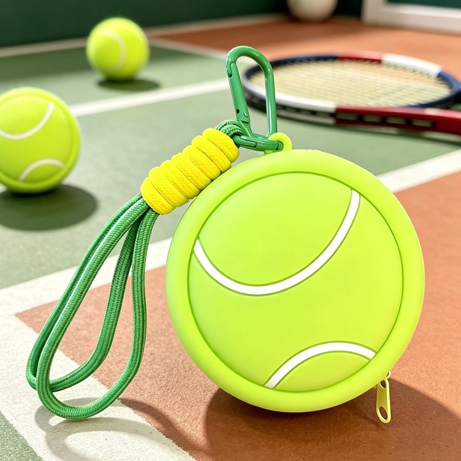 Ball Shape Coin Purse Bag, 13.3x9cm, PVC Sport Theme Coin Purse, Backpack Charm Pouch, Small Storage Case for Keys, Loose Change, Earphones