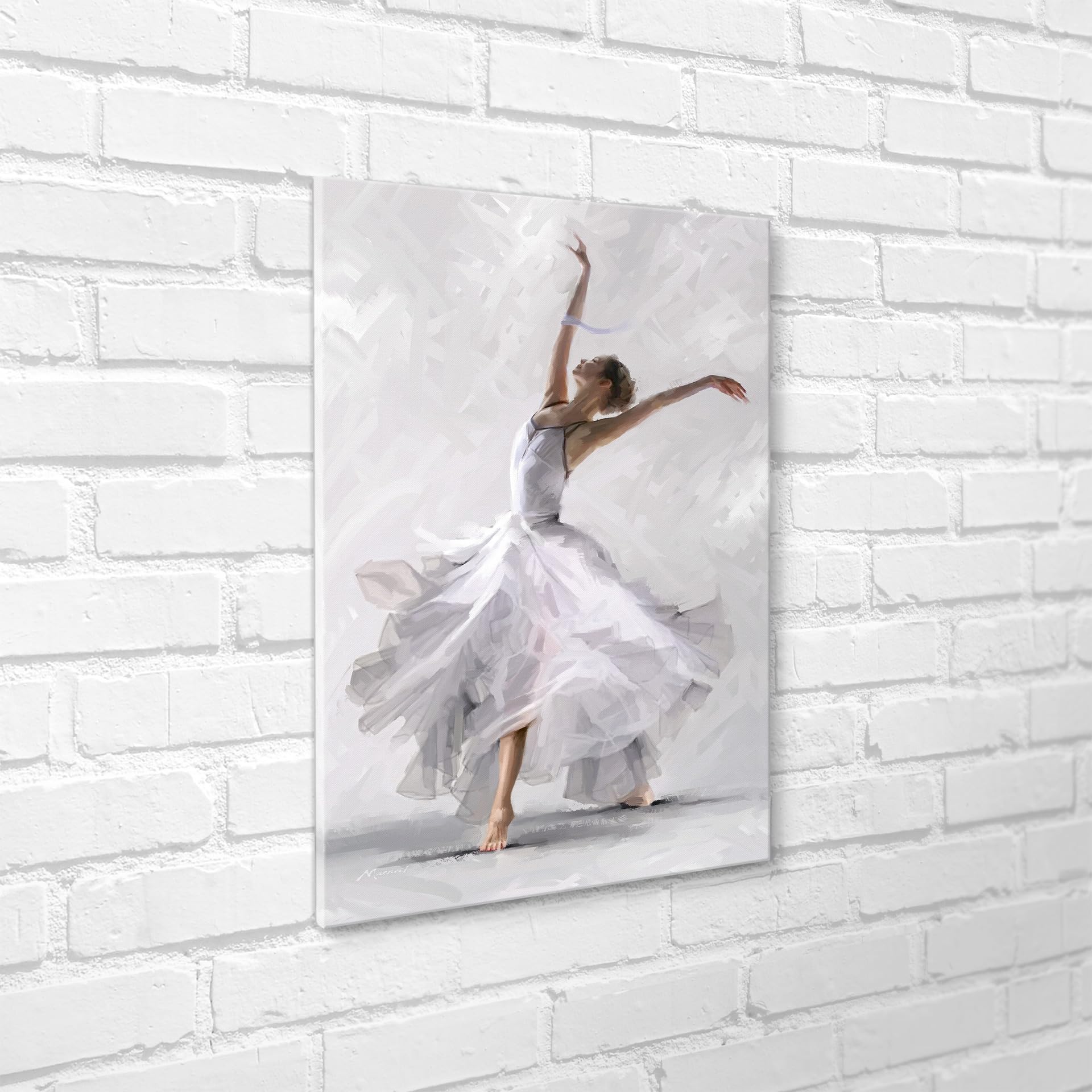 STYLER Leinwandbild Dancer 60 x 80 cm (AUFHÄNGFERTIG) – Anmutige Ballerina in bewegender Darstellung – Gemaltes Kunstwerk im Hochformat