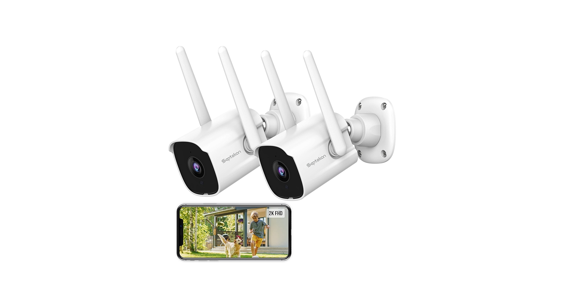 Amazon.com : Septekon 2K Security Camera Outdoor 2 Pack, 2.4