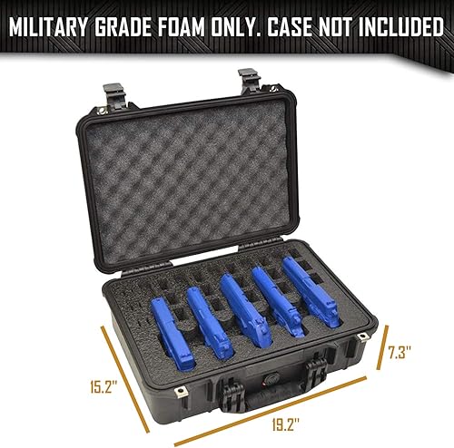 Miniatura 2 de Inserto de espuma de almacenamiento de 5 pistolas 18 para funda IM2400, juego de 2 piezas precortadas de espuma de polietileno de grado militar y