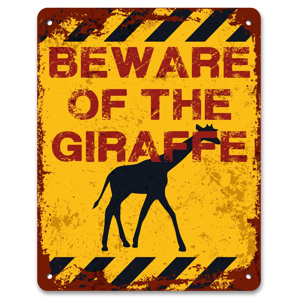 Print Crafted - Beware Of The Giraffe | Vintage Metal Garden Warning Sign