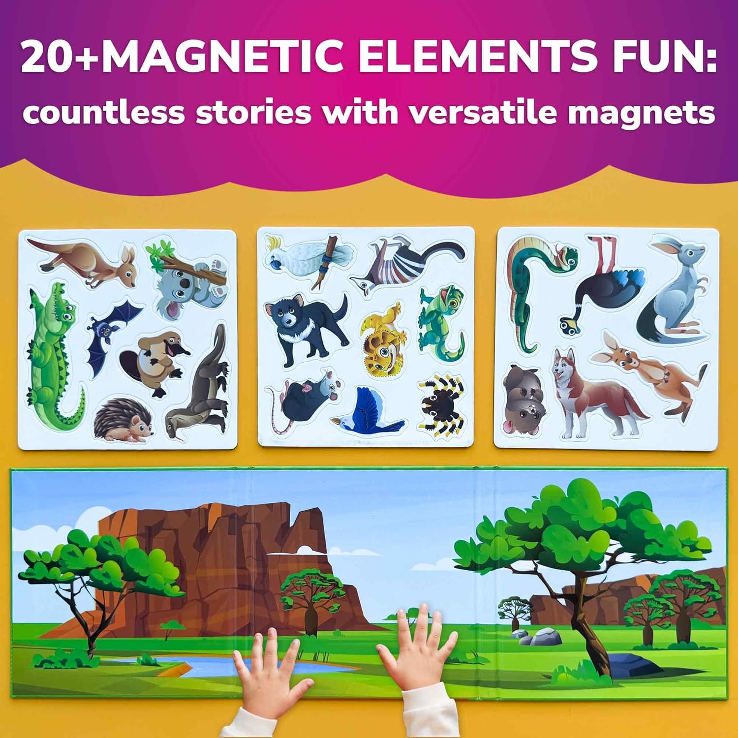 QUOKKA Travel Magnetic Puzzles for Toddlers 1-3 – 20+Pcs Australia Game with Extra-Long Play Book – Fun Travel Game Toy for Kids Ages 3-5 – Strong Magnets for Car Activities – Fun Toddler Puzzle 2-4