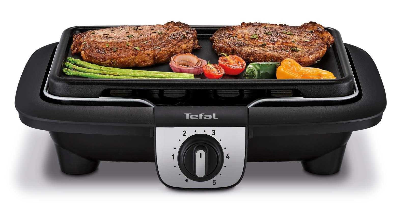 Tefal Grill elektryczny, wielofunkcyjny, "Easy Grill", 2 w 1, do grilla BBQ i plancha, do użytku wewnątrz i na zewnątrz, 2100 W, czarny