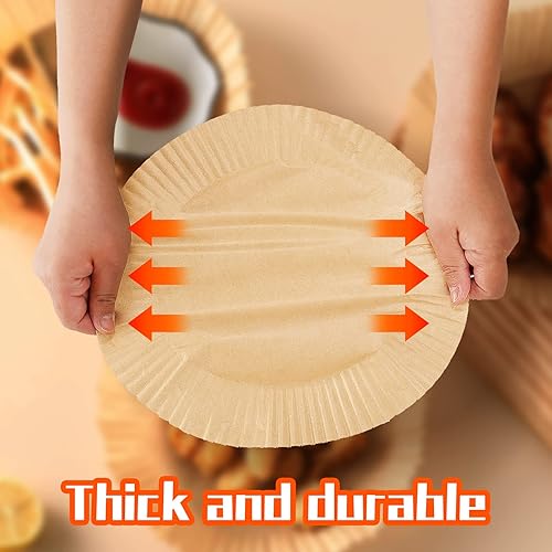 Miniatura 4 de QUANSHANGJU Papel para freidora de aire, 100 piezas de papel pergamino antiadherente, forro desechable para hornear asar microondas (8 pulgadas,