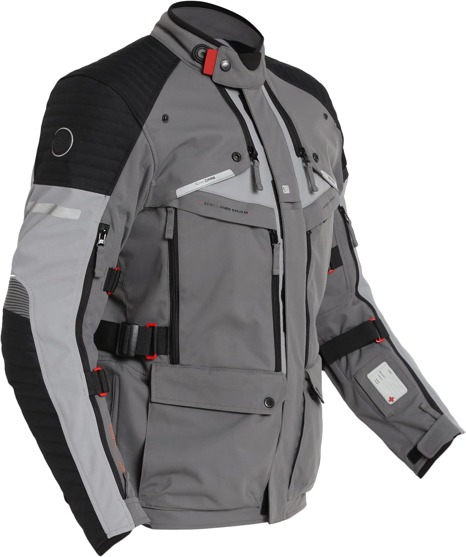 Royal Enfield Mens Polyester Nirvik V2 Riding Standard Length Jacket Charcoal (M) 40 Cm with D3O Level 2 Protectors At Shoulders And Elbows, Ergo Pro Tech Back Armours For Advance Level Safety