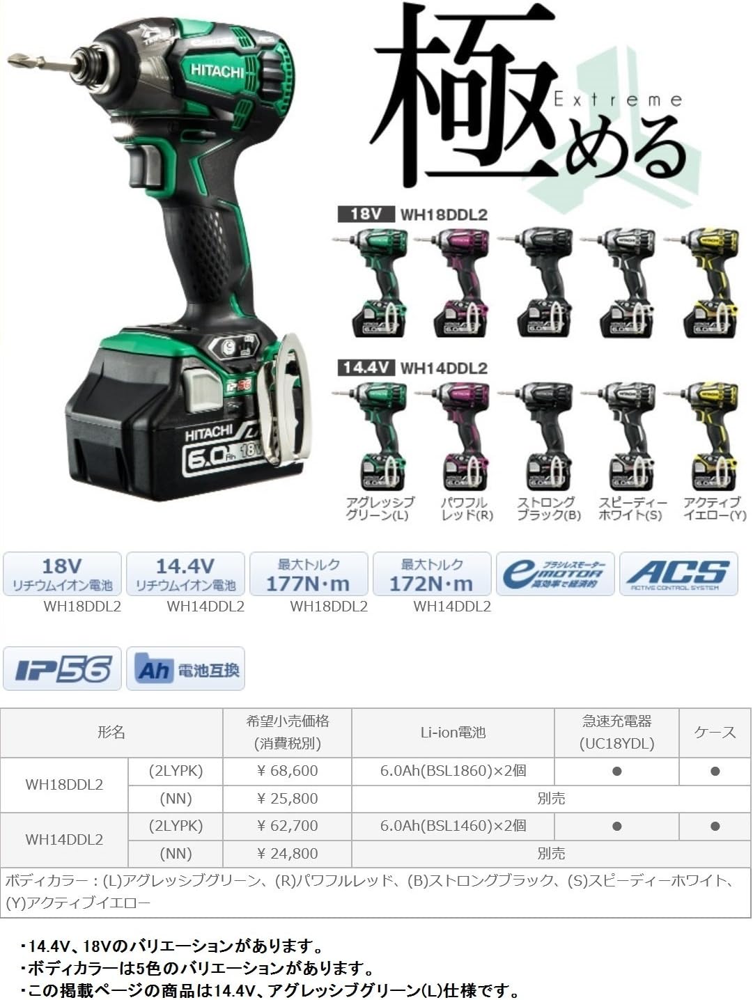 HiKOKI(ハイコーキ) 14.4V 充電式 インパクトドライバ