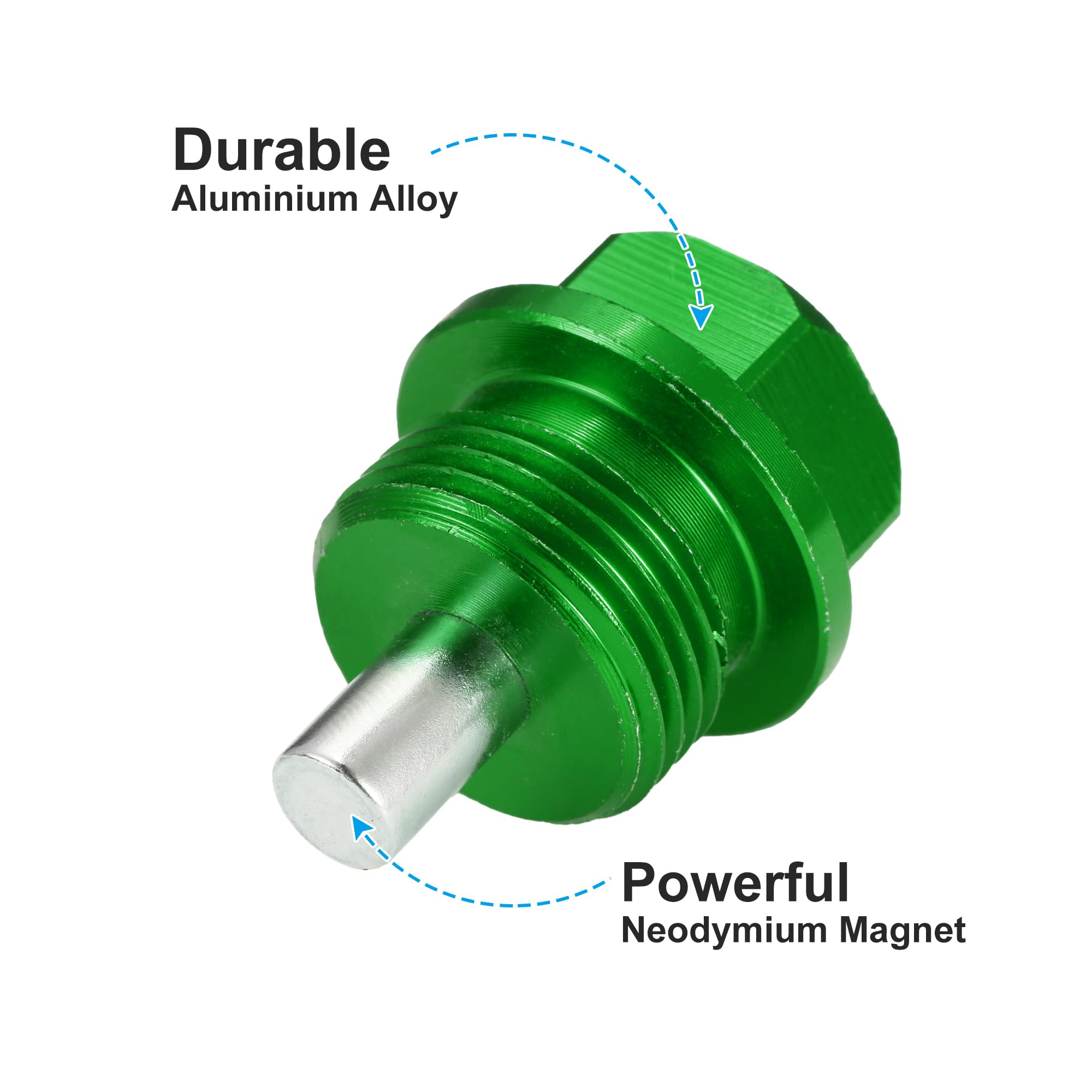 A ABSOPRO Tappo Coppa Olio Motore 2 Set Olio Scarico Tappo Alluminio Lega con 2 Rondella Verde M20x1.5