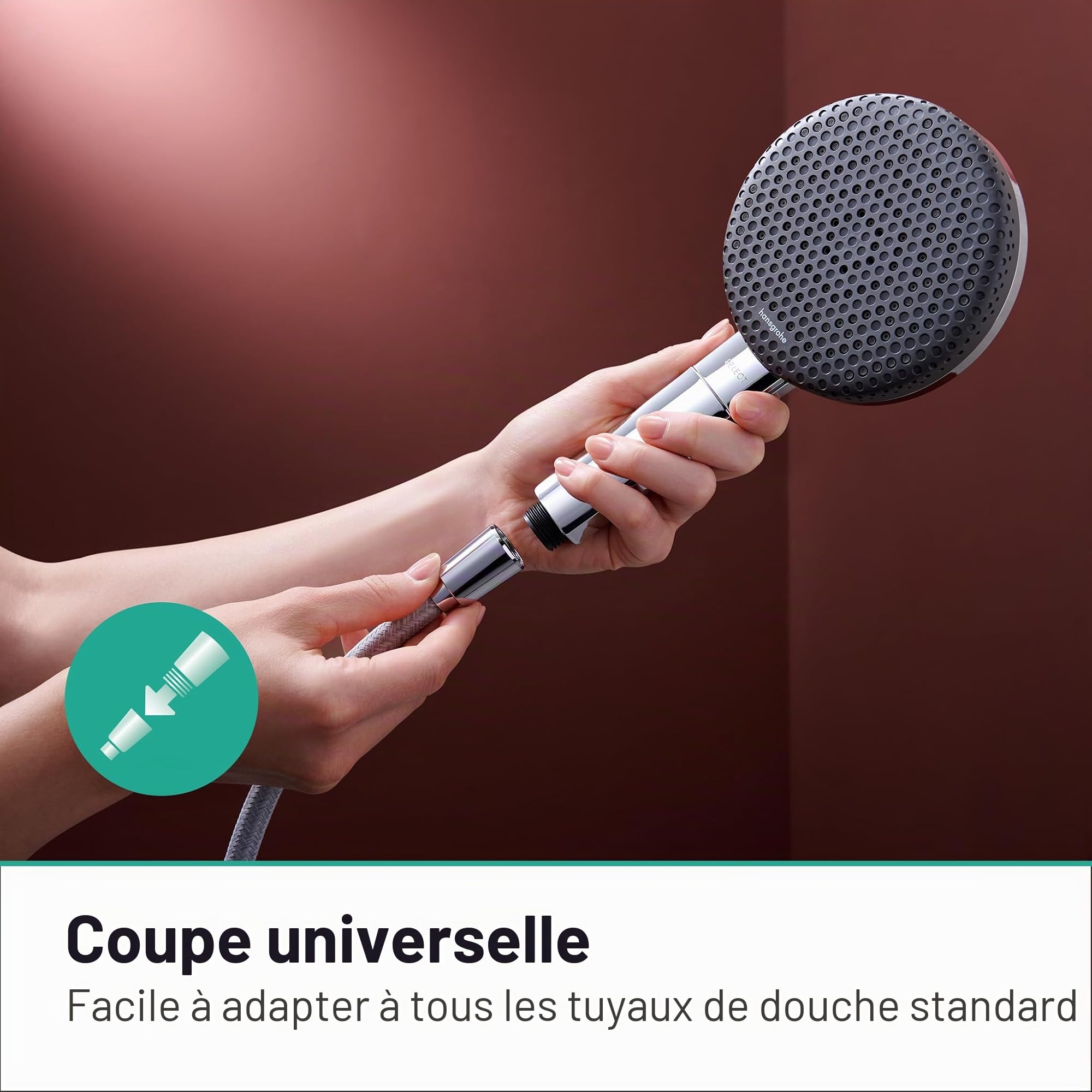 hansgrohe Raindance Alive Select S - Pommeau de douche max. 8 l/min (EcoSmart), Douchette à main avec 3 types de jet, Douchette ronde (125 mm), Chromé, 24511000