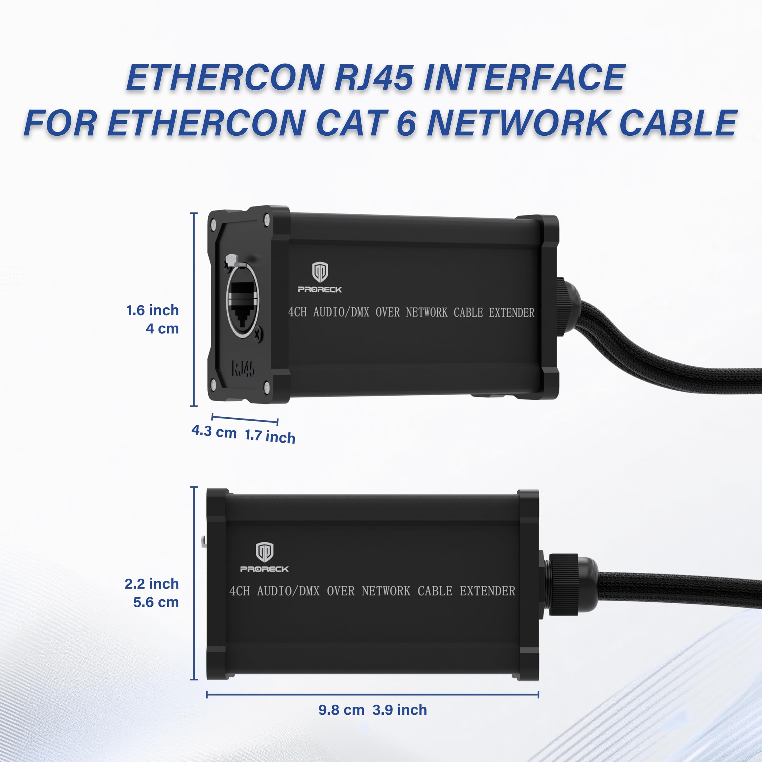 PRORECK Estensore cavo audio/DMX a 4 canali, da XLR femmina a 3 pin a Ethercon RJ45 CAT6, per illuminazione live, sistemi audio e studio (PA-4F)