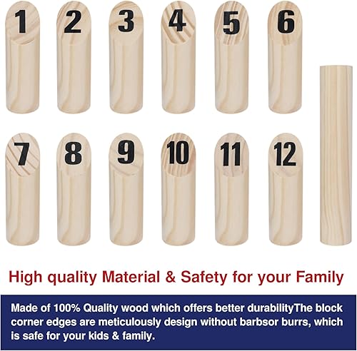 Miniatura 3 de GOTHINK Kubb Yard Juego de juego  Divertidos e interactivos juegos familiares al aire libre para adultos y niños, bloques duraderos con bolsa de