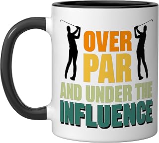 Over Par And Under The Influence Golf Ceramic Mug, Black/White