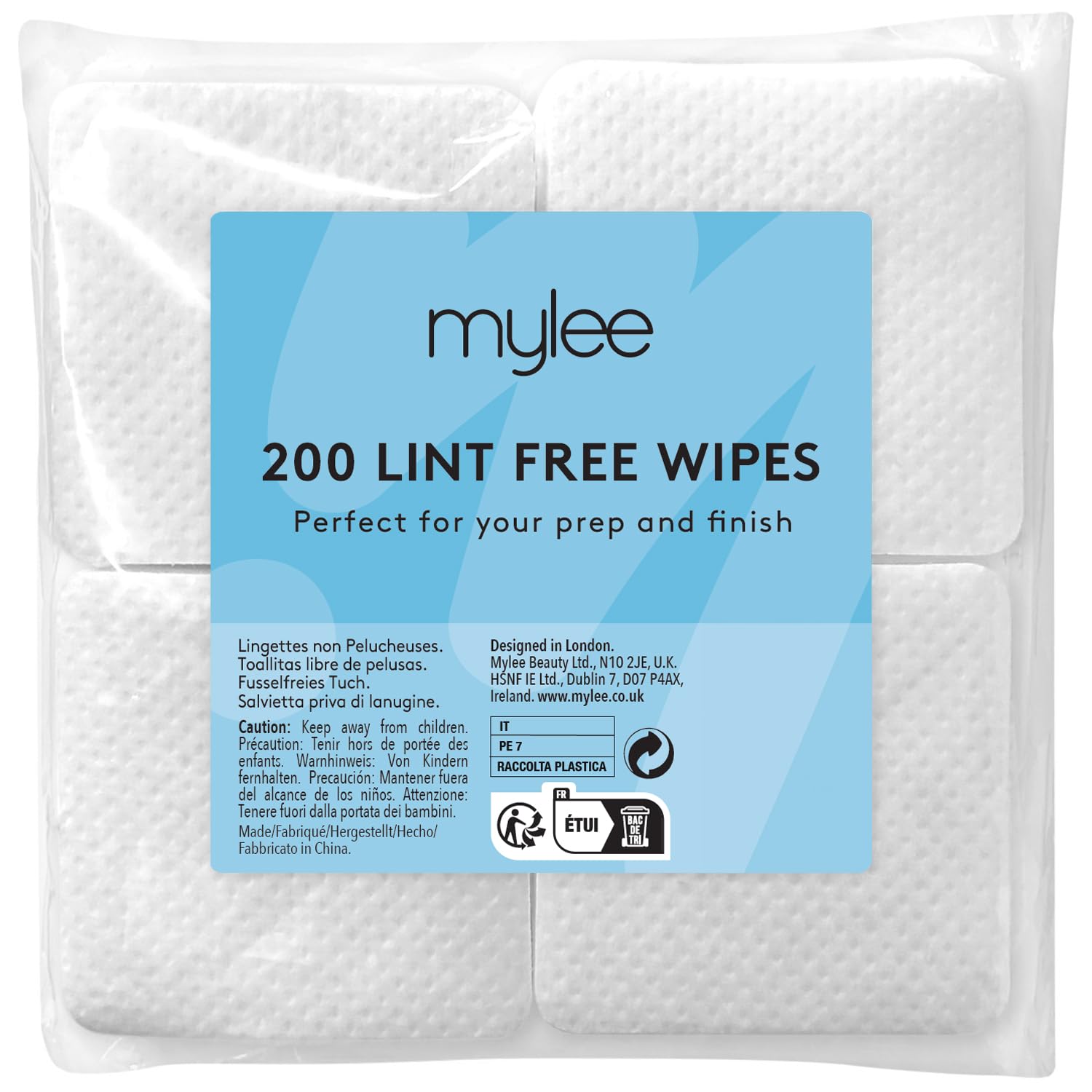 Mylee Lint-Free Nail Wipes 200pcs - Gel Removal Soft Pads for Manicure and Pedicure, Absorbent Remover Wipes, Prep, Clean & Finish Gel Nail Polish, Salon Essential for Professional & Home Use