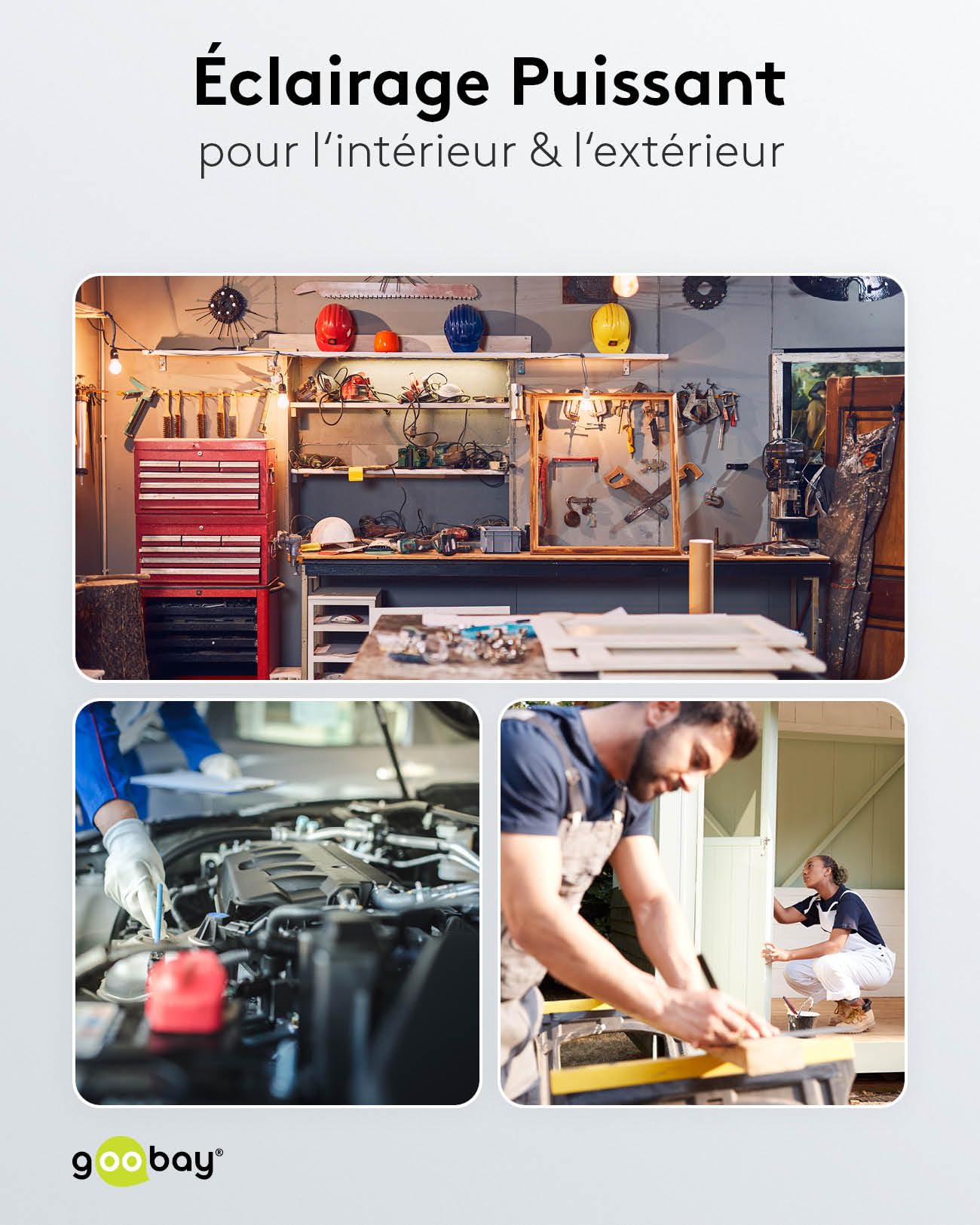 goobay 57845 Projecteur de chantier LED sur pied télescopique 2 x 20W / 3400lm / Lumière blanc neutre - 4000K / Pour l'intérieur & l'extérieur - IP65 / Noir/Jaune