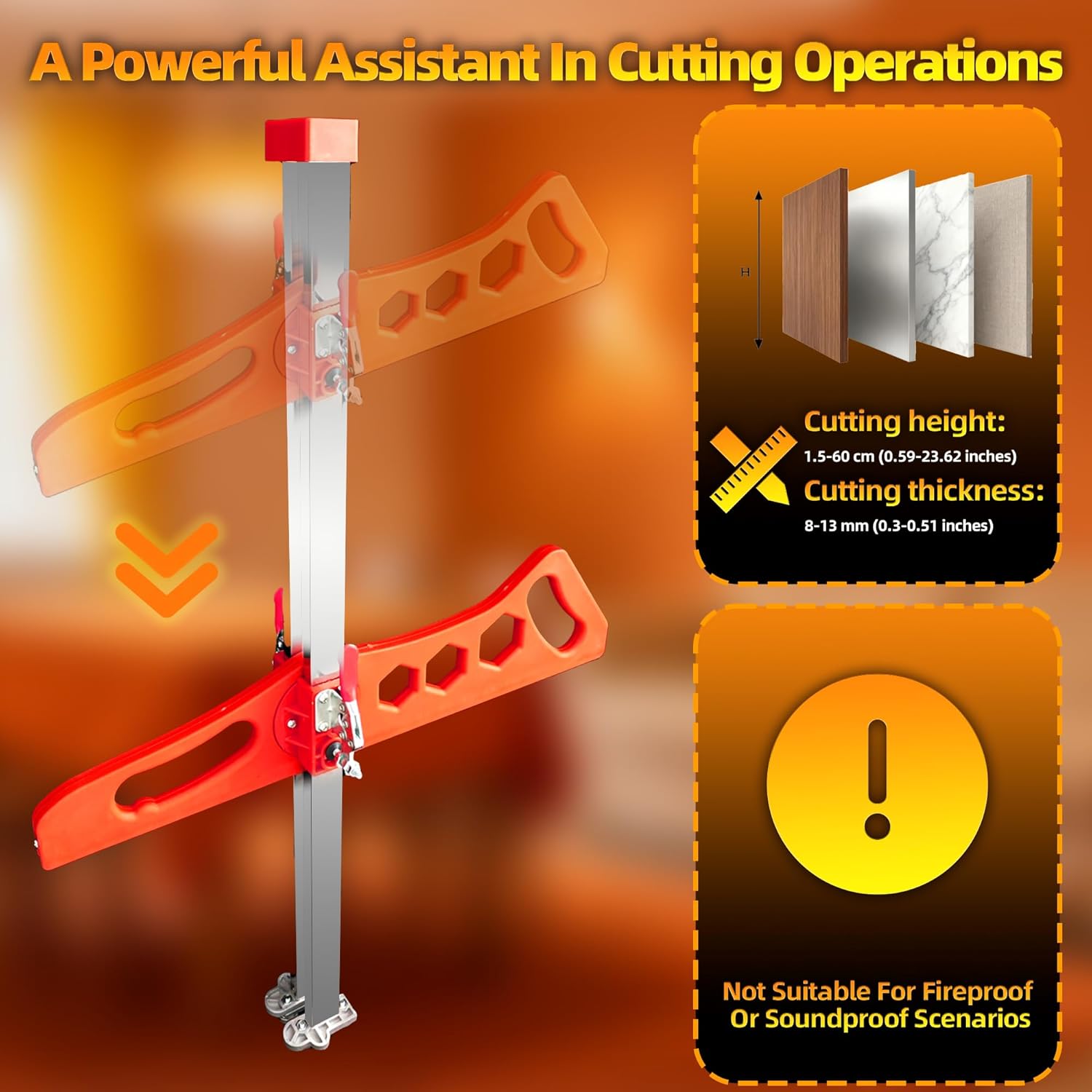 Drywall Cutter Tool, Foldable Cortador De Drywall with 19 Wheels Fit 1/4" 3/8" 1/2" Plasterboard, Dual-Scale 1.5-60cm (cm & in) with 20pcs Blades, Drywall Cutting Tool for Wall, Build (Orange)
