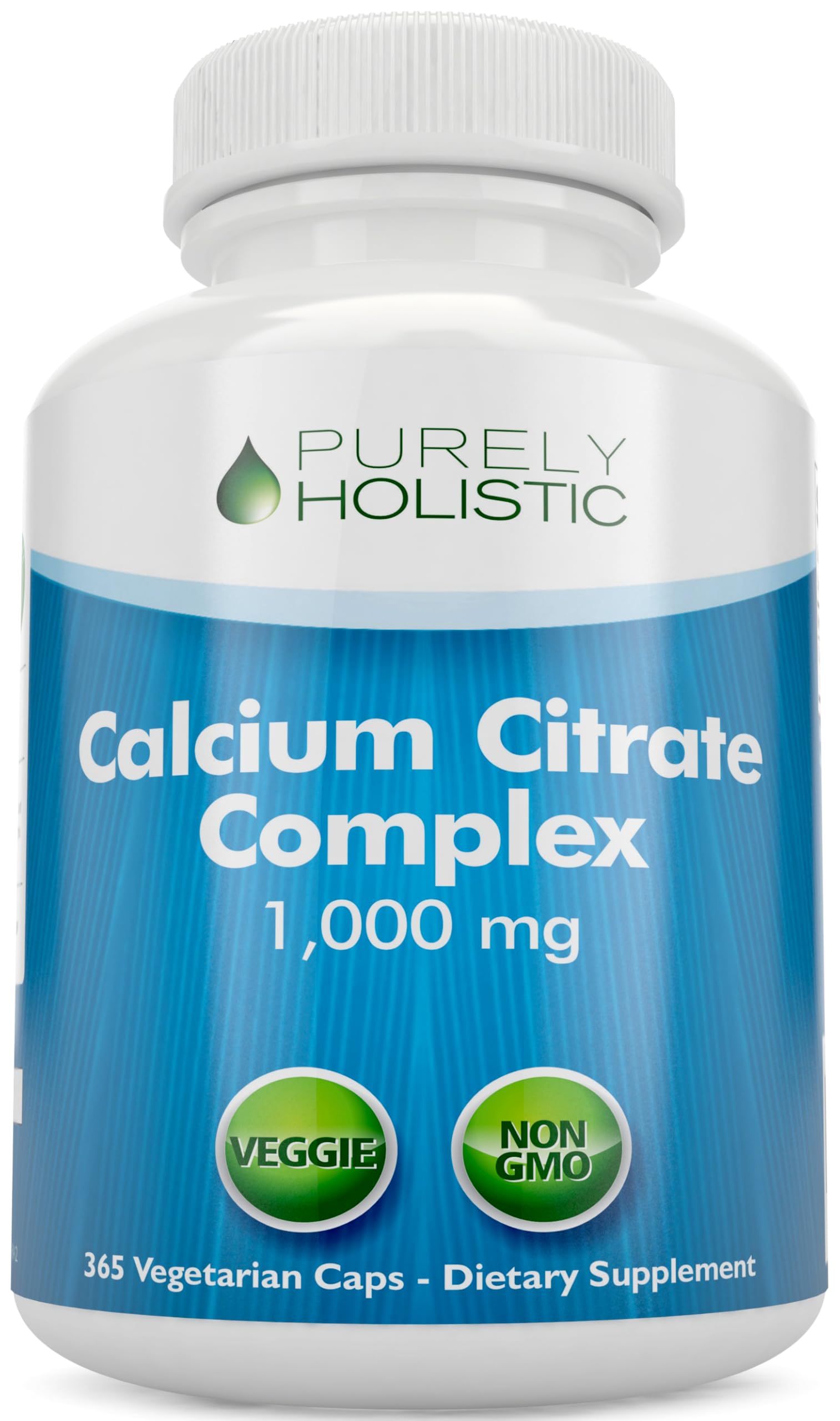 Calcium Citrate 1000mg - 365 Vegan Capsules not Tablets with Added Parsley, Dandelion and Watercress - Without Vitamin D - Made in The USA by Purely Holistic