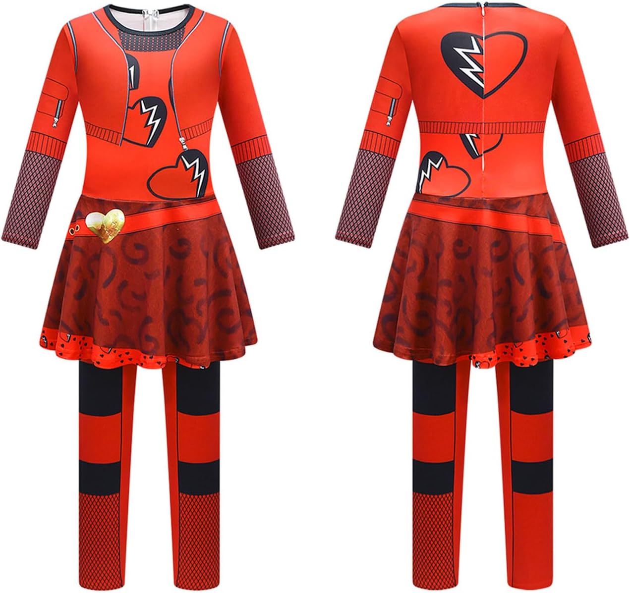 Red Costumes for Girl with Gloves and Red Wig, 5-12Y - Image 2