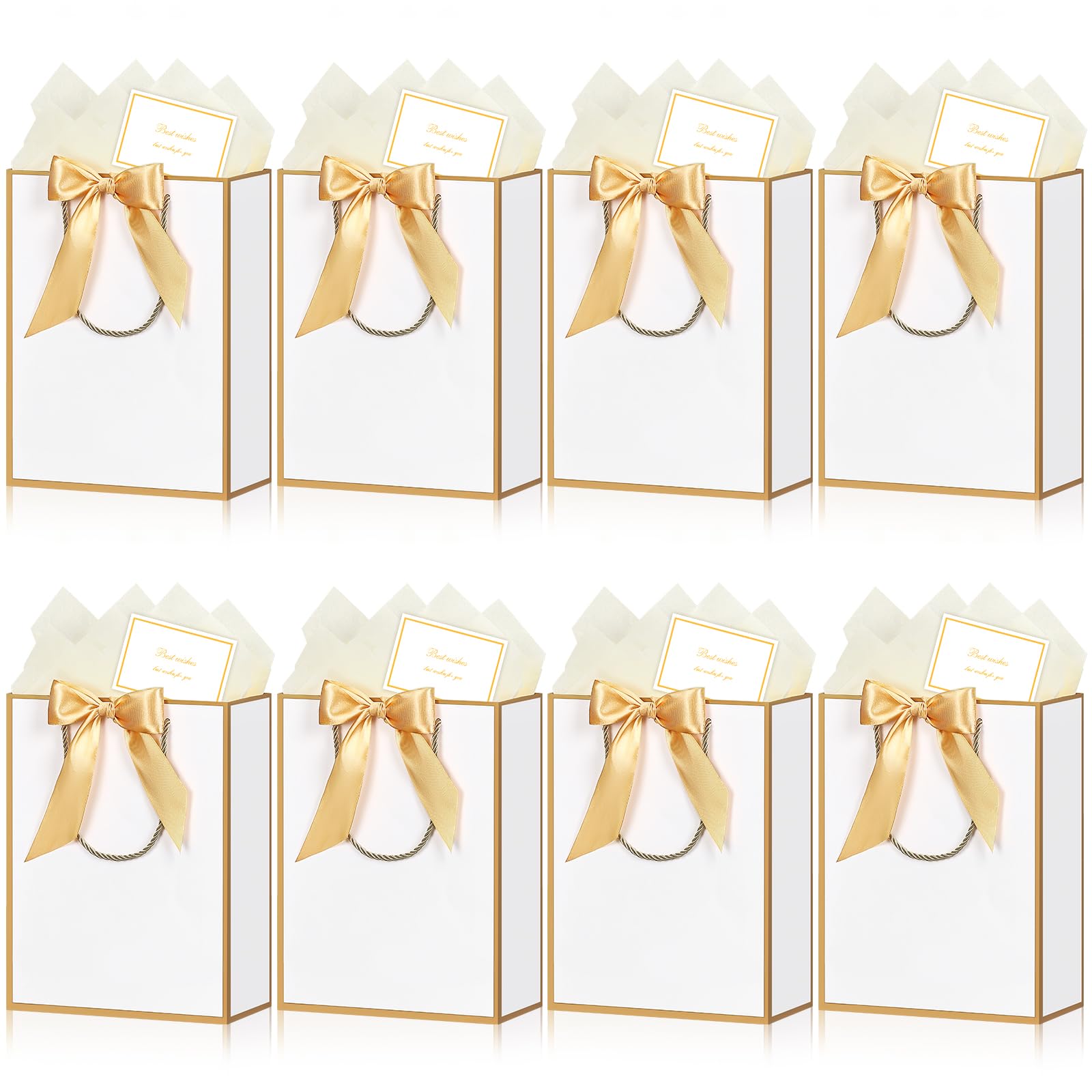 Sac Cadeau Papier Bleu - Pack De 8 Pochette Cadeau Moyen Format Avec Cartes Et Papier De Soie | Idéal Anniversaire, Noël, Mariage, Saint-Valentin