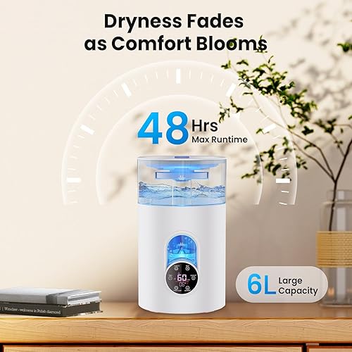 Miniatura 8 de Humidifiers for Bedroom Large Room Home - GloryAir 6L Quiet Top Fill Cool & Warm Mist Humidifier with Smart Humidity Control, Remote Control,