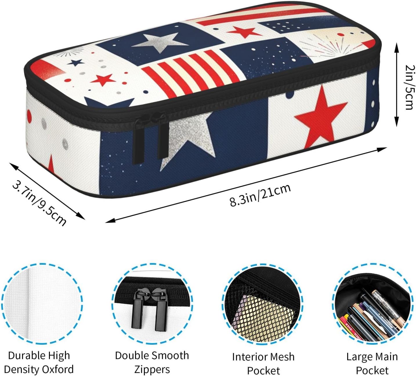 Flag Firework Full-print Multifunctional Pen Organizer Storage Pouch image 5