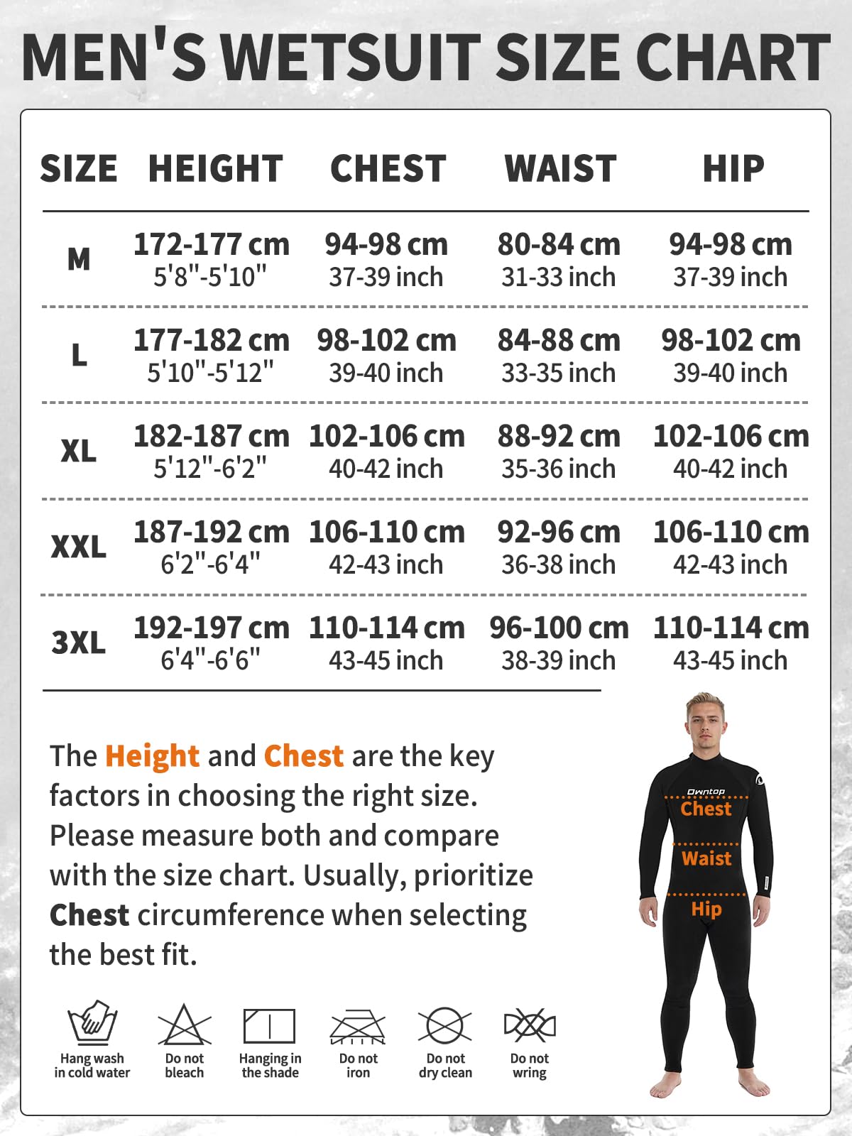 Owntop Traje de neopreno para hombre y mujer de 3/2 mm, longitud completa, con cremallera trasera, elástico térmico, piel de buceo profesional para surf, esnórquel