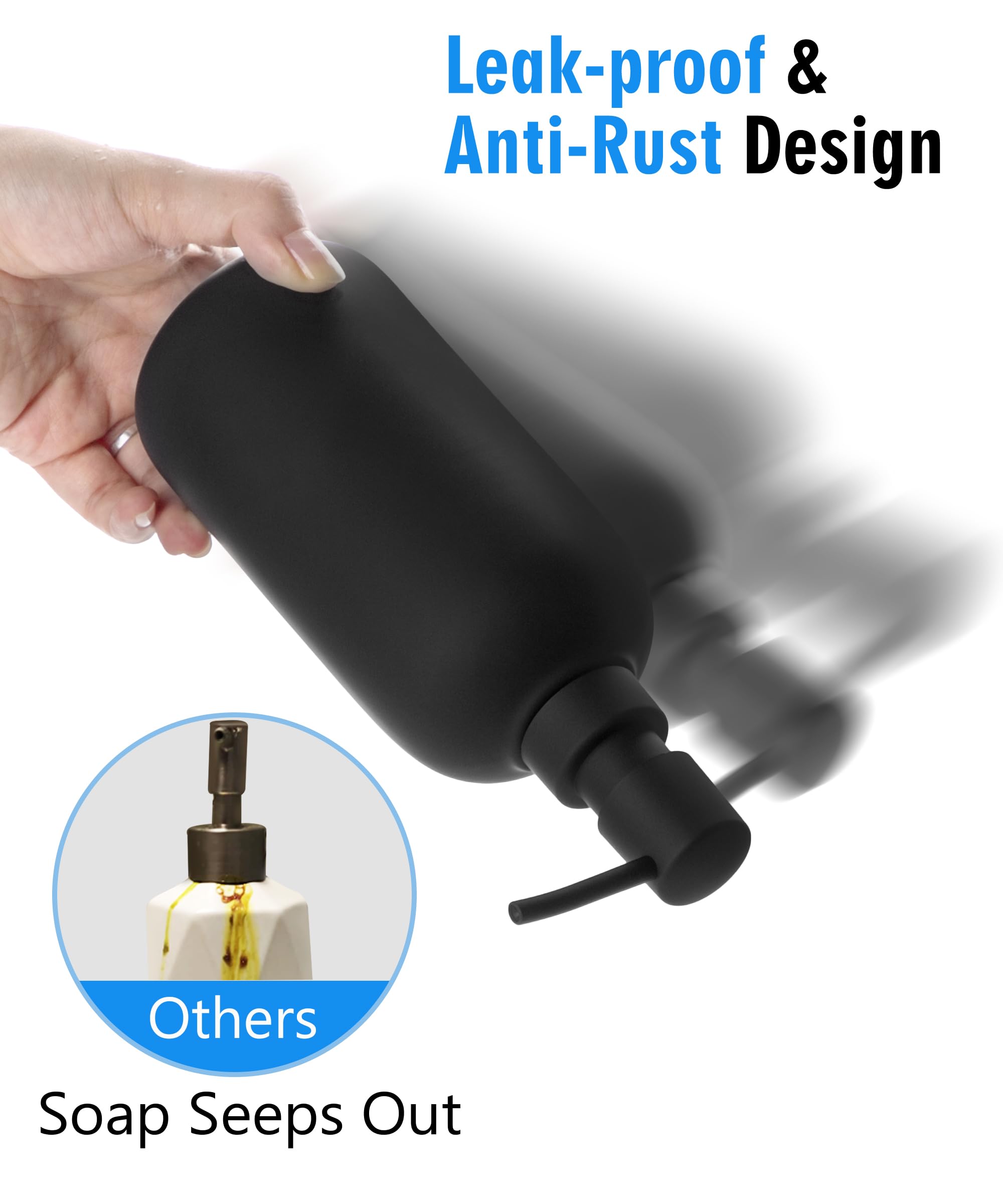 Keramik-Seifenspender, elegante Handseifenpumpe mit 4 Etiketten (Seife, Geschirr, Lotion, Hände) – langlebiges und stilvolles Keramik-Design für Küche und Bad, nachfüllbarer