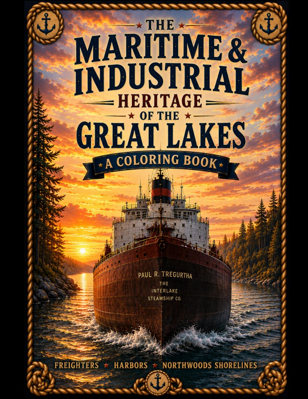 The Maritime & Industrial Heritage of the Great Lakes: A Northwoods-Inspired Coloring Book of Freighters, Harbors, Lighthouses & Great Lakes History