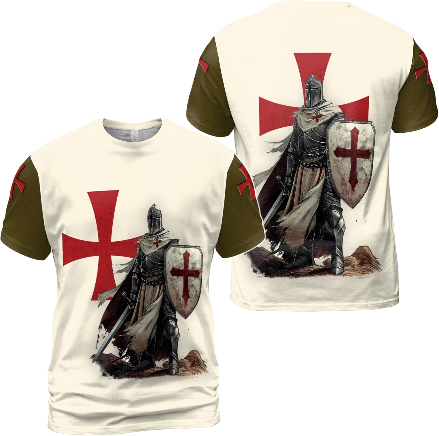 Retro Knight Templar Vintage Cross Men's TShirt S5XL