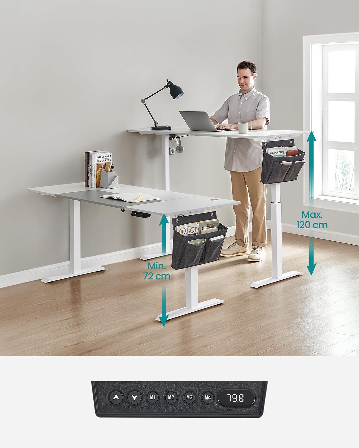 SONGMICS Bureau Électrique Réglable en Hauteur, 160 x 70 x (72-120) cm, Table Assis-Debout - Analyse des détails et conception