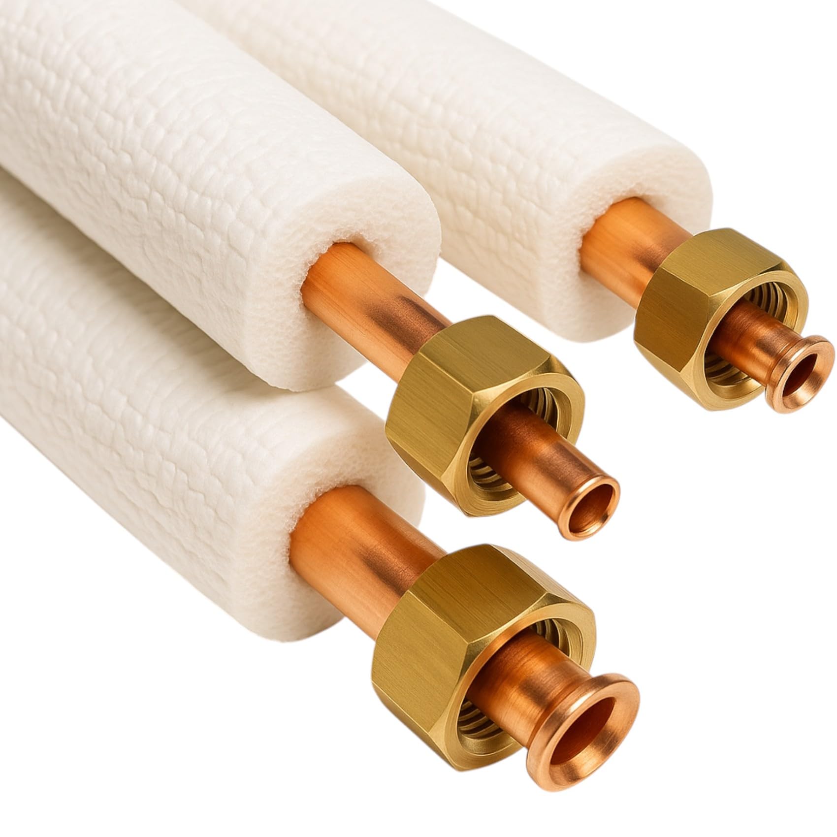 Kit Tubi Rame Climatizzatore 3 Metri Precartellati 1/4" + 3/8" con Raccordi, Isolati Guaina Ignifuga per Condizionatore Split R32 R410A R407C