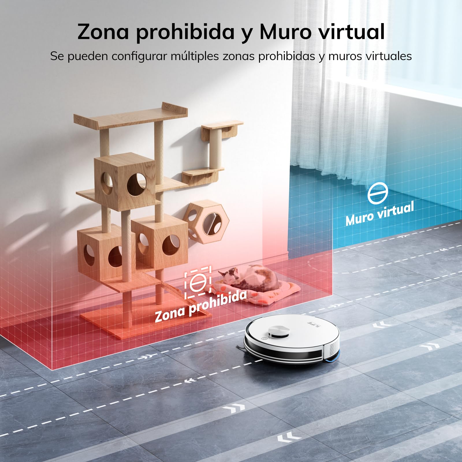ILIFE A30 Pro Aspiradora y Trapeador, Estación de Autovaciado para 60 Días, Succión 5000Pa, Navegación LiDAR, WiFi 2.4G/App | Succión 5000Pa, Navegación LiDAR, WiFi 2.4G/App/Alexa/Control Remoto, Cepillo Rodillo para Alfombras y Suelos Duros