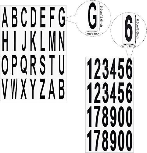 Miniatura 2 de 10 hojas de calcomanías de números y letras para buzón de correo para pegar en vinilo negro con números del alfabeto, calcomanías adhesivas para el
