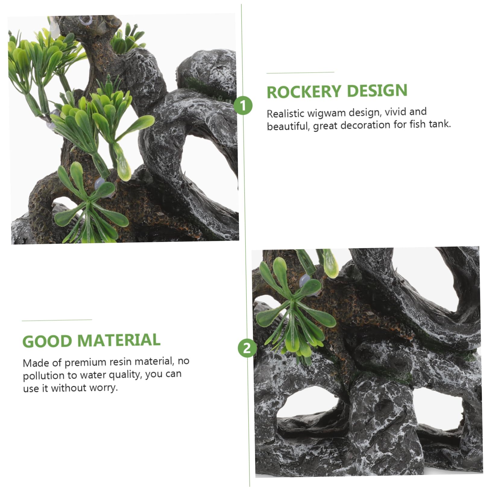 YARNOW 3 Pièces Cachette Aquatique Aquarium Faux Poisson Grenouille décor Chauffage réservoir Filet mangeoire Plantes air océan Usine étang Artificiel Vide Flottant Automatique résine
