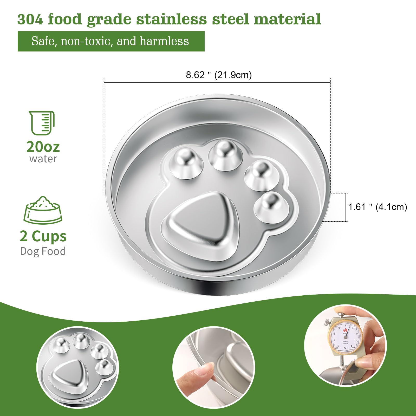 Stainless Steel Slow Feeder Dog Bowls – Non-Slip Metal Dog Bowl for Large & Medium Breeds, Puppy Puzzle Feeder – 2 Cup Capacity for Small to Big Pets – Durable Slow Feed Dog & Cat Food Dish - image 2