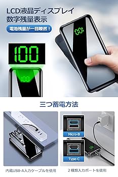Amazon | モバイルバッテリー 大容量 35000mAh 急速充電 4つの