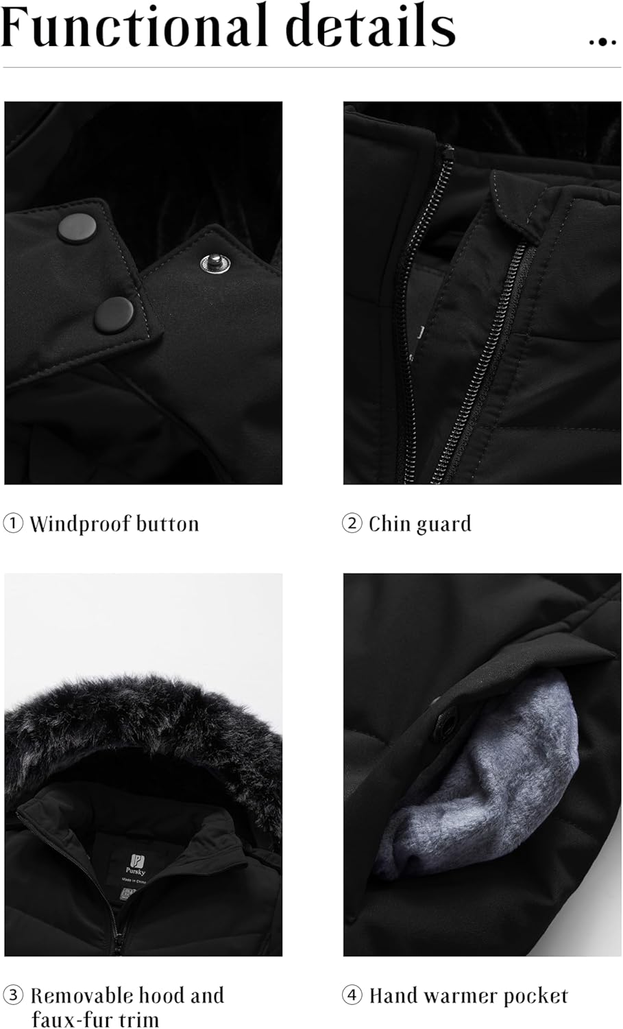 Pursky Girls' Warm Winter Coat Long Parka Fleece Lined Waterproof Puffer Jacket With Removable Hood - Image 6