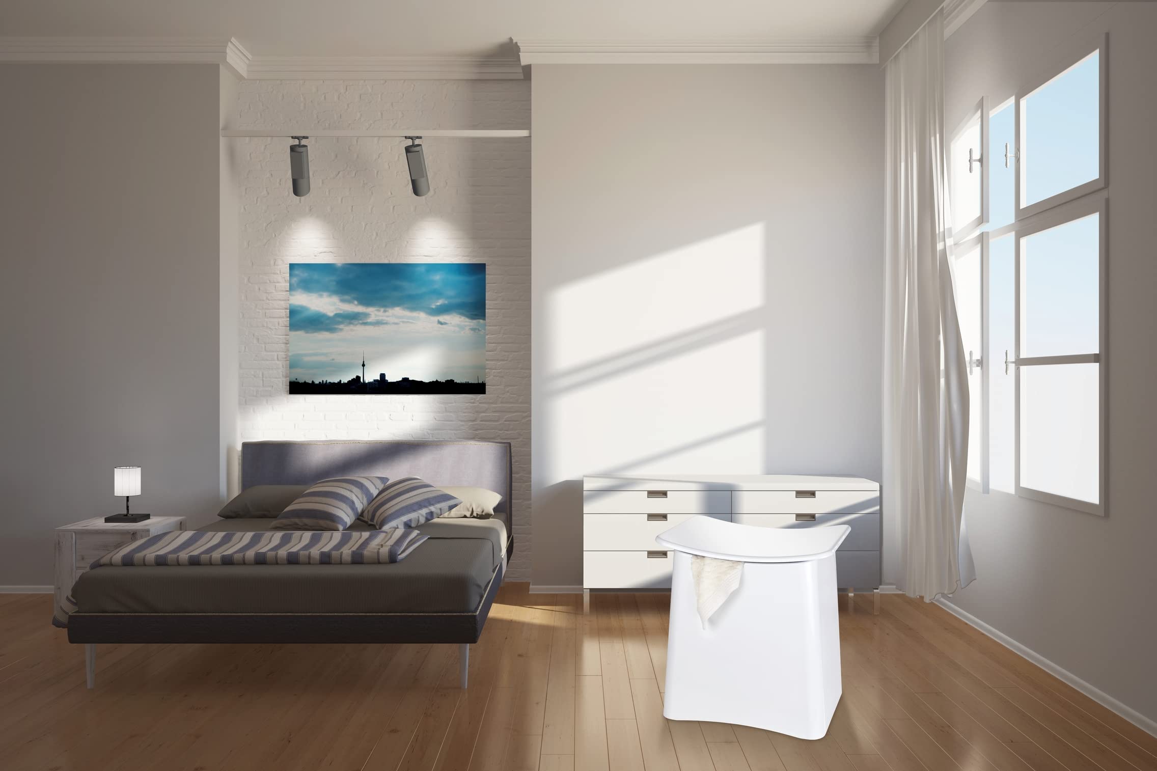 WENKO Wing taboret łazienkowy i kosz na pranie, taboret z pokrywką i wyjmowanym workiem na pranie, tworzywo sztuczne, pojemność 33 l, 45 x 48 x 33 cm, biały