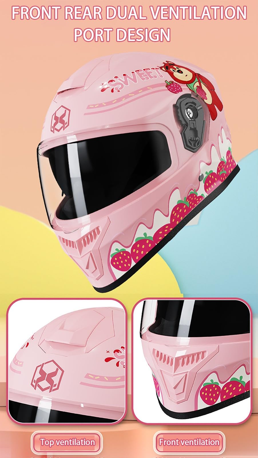 Casco Integrale Moto per Bambini, Caschi Integrali Motocross Ragazzi Ragazze, Omologati ECE, Prese d'Aria Visiera AntiGraffio, Caschi, Kart Strada, Scooter, Cruiser Ciclomotori D,Small