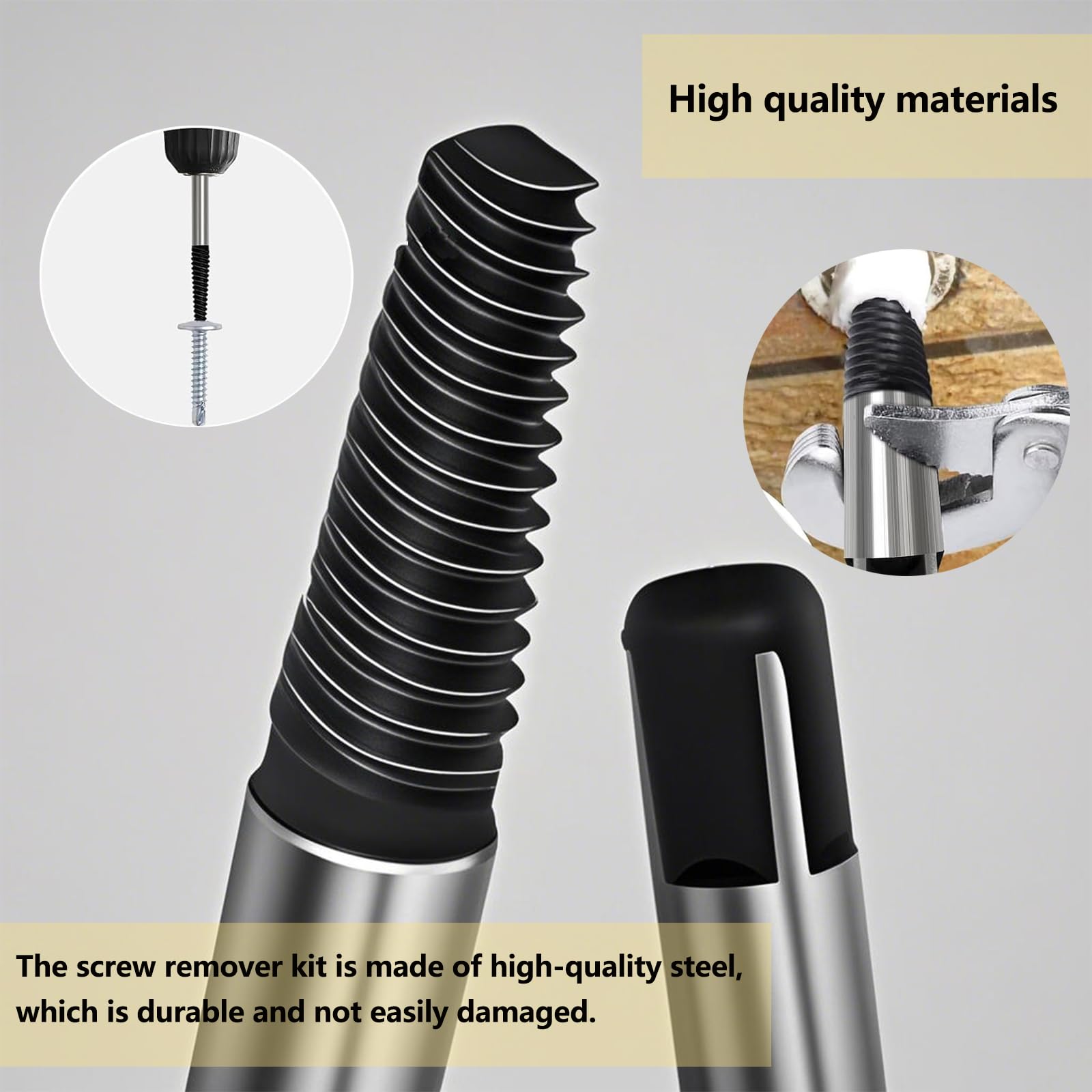 5 Piece Screw Extractor Set, Professional Left Extractor Set, Screw Extractor for Removing Damaged, Rusty, Fixed or Broken Screws