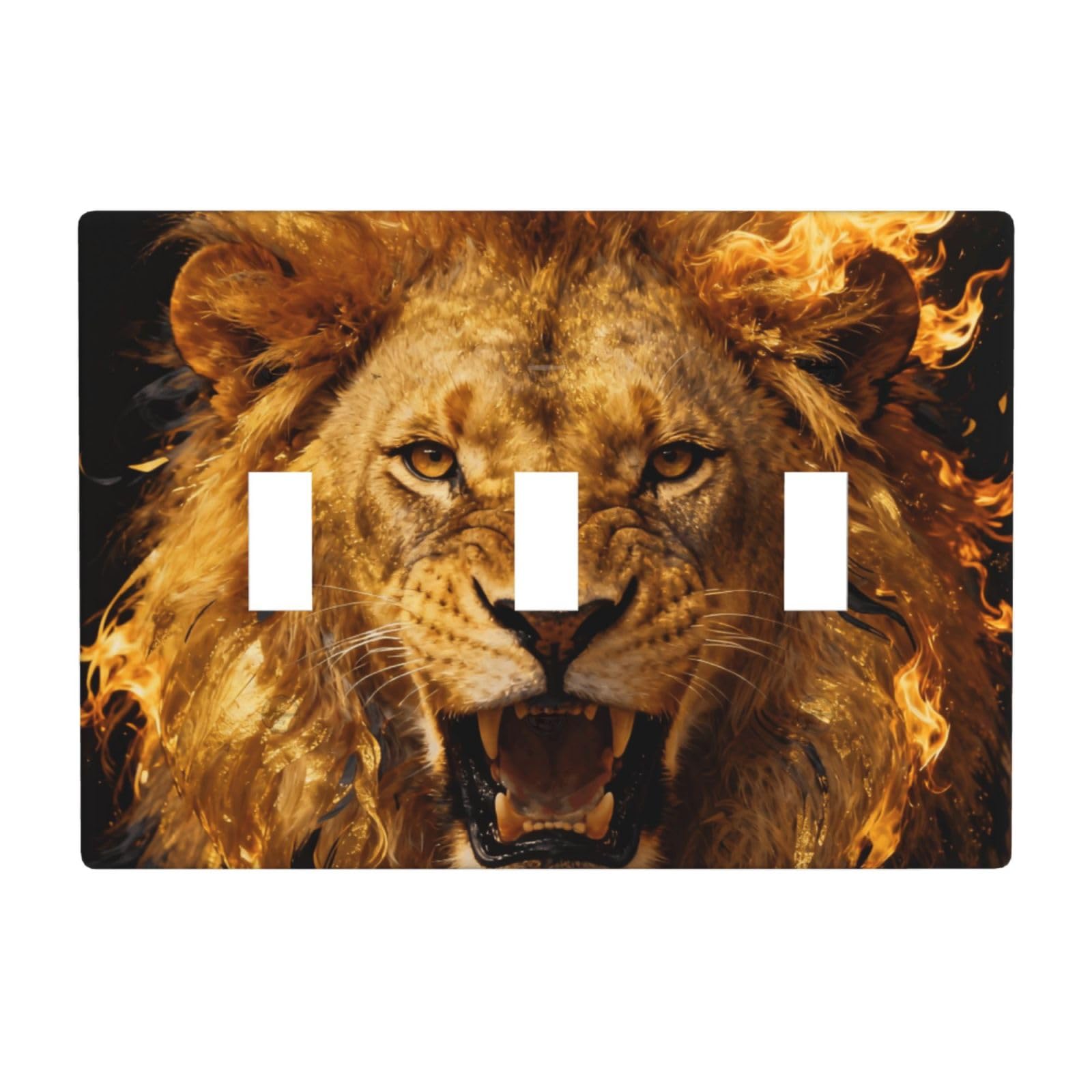 Golden Lion Roar 3 Gang Switch Plate Cover-Unbreakable Polycarbonate Wall Plate, Heat Resistant Toggle Switch Decor for Home