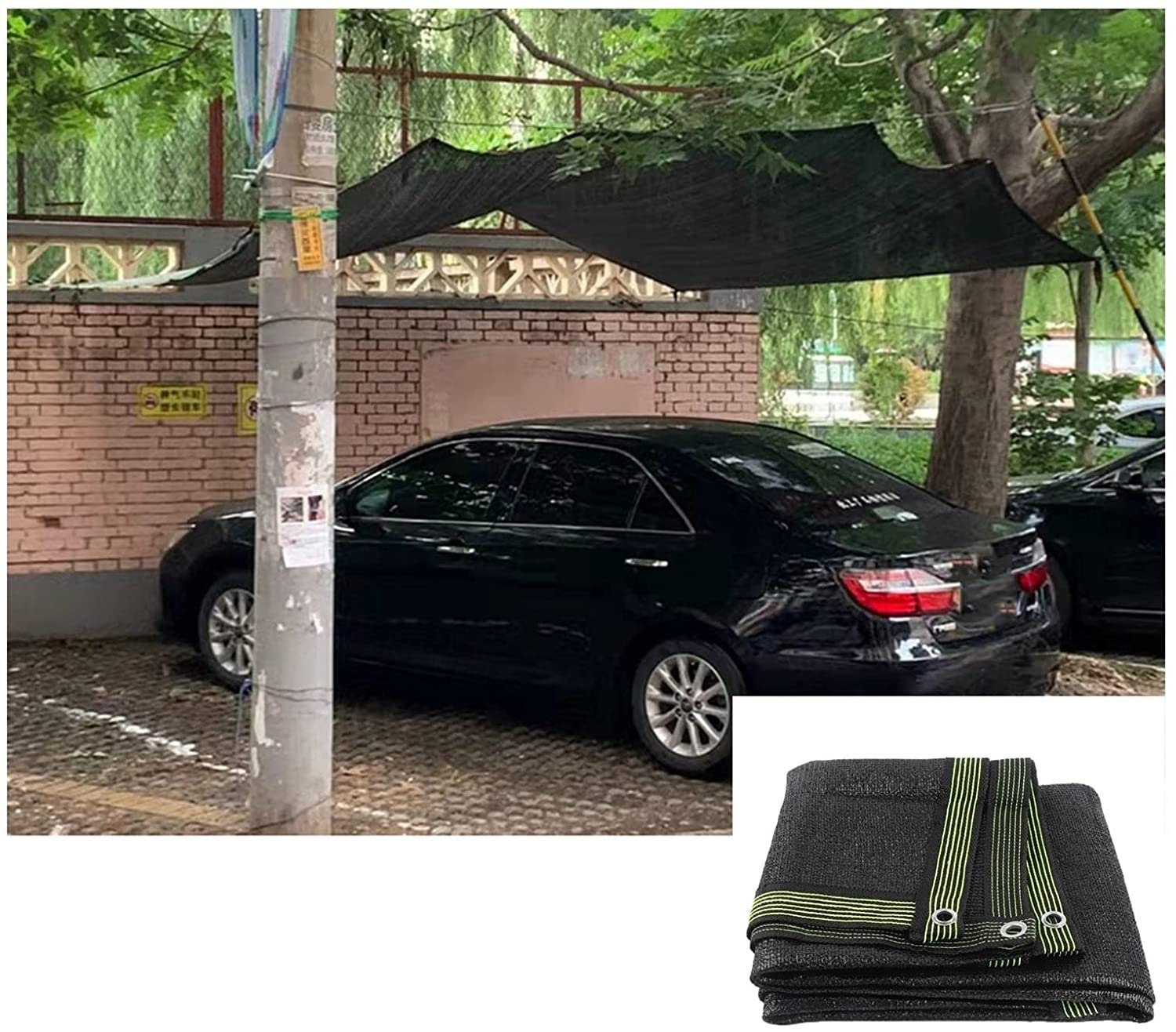 Żagiel przeciwsłoneczny, 12-pinowy polietylen HDPE osłona przeciwsłoneczna do szklarni, osłona na ogrodzenie ogrodowe, siatka na balkon, pawilon przeciwsłoneczny, konfigurowalna osłona wiaty (kolor: Czarny, rozmiar: 2 x 6 m)
