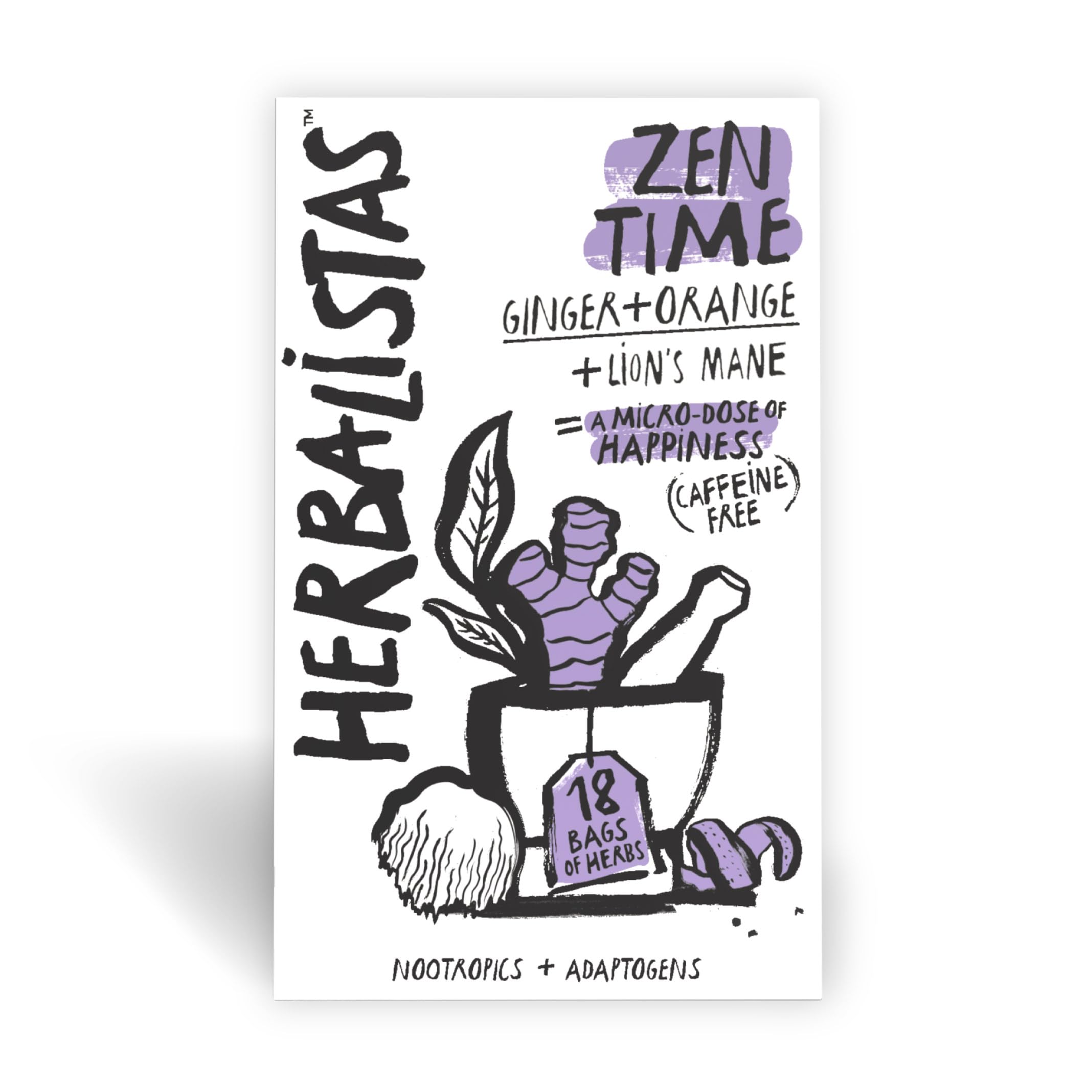 Herbalistas Zen Time Ginger Orange & Lion's Mane Herbal Tea – 4 x